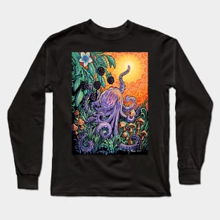 Blackberry Octopus in the mushroom patch Long Sleeve T-Shirt